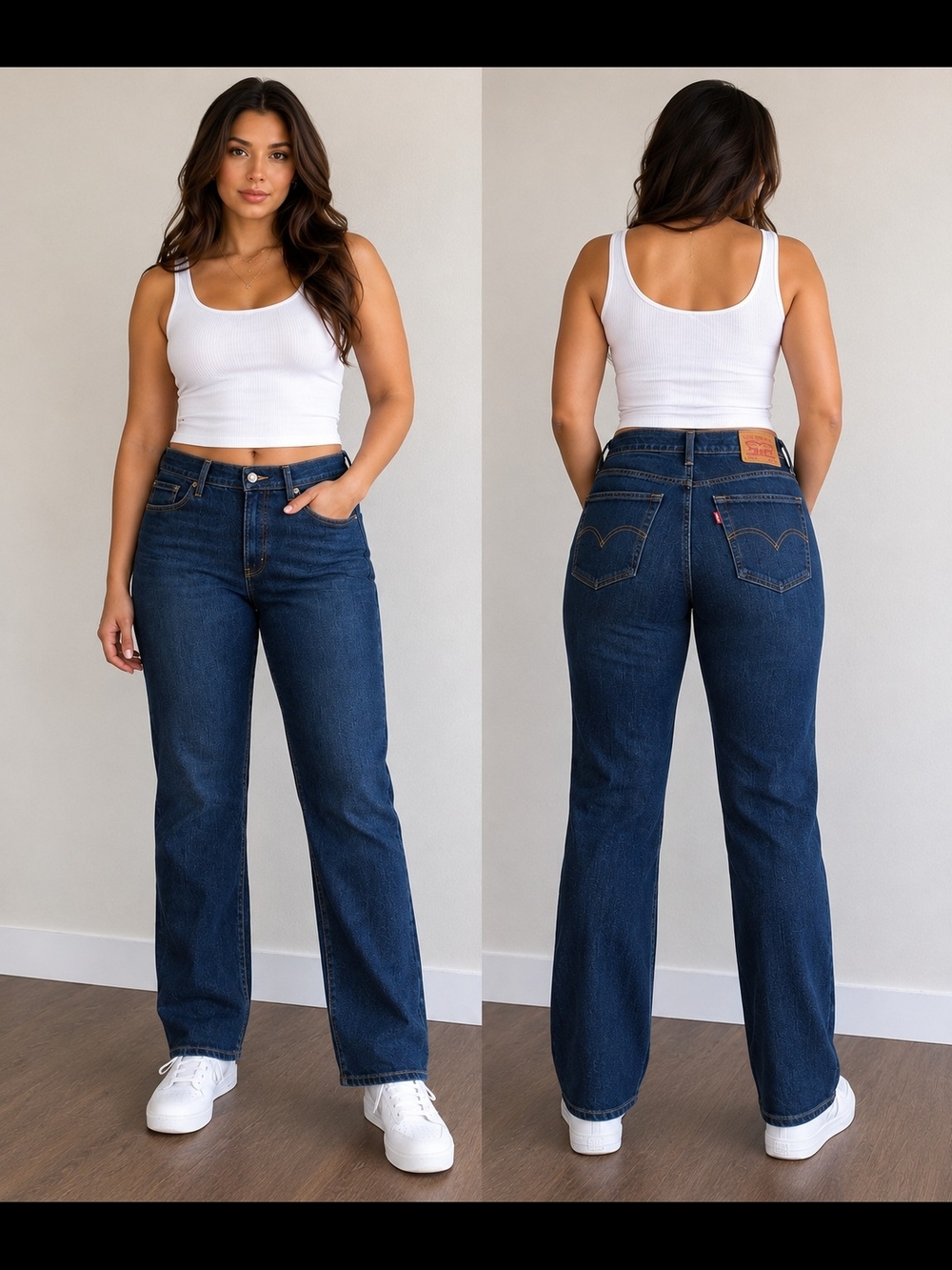 Levi's High-Rise Straight Jeans in Dark Blue - Women's